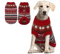 Boho Christmas Dog Sweater - Ugly Sweaters for Large Dogs Girl Boy, Warm Clothing Knit Pullover with Leash Hole, Stylish Winter Outfit for Holiday, Red Green XXL