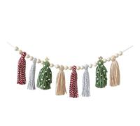 Boho Christmas Fringe Garland, Handmade Tassel Fireplace Mantel Decor, Cotton Rope Holiday Banner for Home (C)