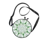 Boho Christmas Tree Snowflake Mandala Round Black Crossbody Bags for Ladies Practical with Adjustable Strap Small Shoulder Bags Date Canvas Messenger Purse