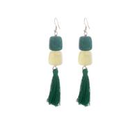 Boho Chunky Acrylic Geometric Beaded Tassel Dangle Drop Earrings for Women, One Size, Acrylic, No Gemstone