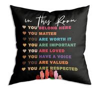 Boho classroom decor In This Room Throw Pillow Cover 18x18，Inspirational Diversity Colorful Word Soft Throw Pillow Cover，Inspirational Quotes decor，Inspirational Encouragement Motivational Gifts