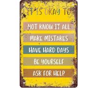 Boho Classroom Decor It Is Okay To Be Yourself Classroom Wall Decor Teacher Gift Child Art Playroom Decor Metal Tin Sign Wall Art Decor Gift For Women Men 8x12 Inch Plaque Tin Sign