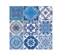 Boho Cloth Napkin Moroccan Style Blue Geometric Cloth Napkin Set of 6 Washable Reusable Polyester Table Napkins for Family Dinner Party Holiday