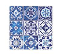 Boho Cloth Napkin Traditional Moroccan Style Blue Geometric Cloth Napkin Set of 6 Washable Reusable Polyester Table Napkins for Family Dinner Party Holiday
