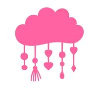 Boho Cloud Silhouette with Pendants Bohemian icon Shadow Celestial Ornate Stencil Wall Decals Paster Paper 42x45.4cm Easy Installation Pink