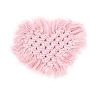 Boho Coaster, Handmade Cotton Coasters for Coffee Table with Tassel, Heart Shaped Woven Cup Mat for Desk, Table, Kitchen, Dining Room and Bar