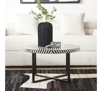 Boho Coffee Table - Black Bone Inlay - Round with Cross Base