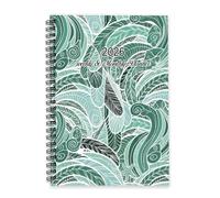 Boho Colorful Green Leaves 2026 Diary A5 To Do List Notebook Diary Organiser 2026 Diaries for Women Notebook Journal for Exercise Week To View Monthly Year Planner with Dotted Line Note Page Slim