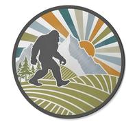 Boho Colourful Bigfoot Gifts Round Mousepad, Retro Bigfoot Walk in The Forest Mountain Mouse Pads for Desk Home Office Computers Laptop Accessories, Funny Office Decor for Women