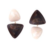 Boho Contrast Marble Triangle Dangle Earrings, Two Tone Resin Statement Drop Earrings for Women