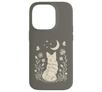 Boho Corgi Moon Cottagecore Dog Lover Wildflower Design Case for iPhone 14 Pro