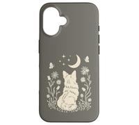 Boho Corgi Moon Cottagecore Dog Lover Wildflower Design Case for iPhone 16