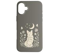 Boho Corgi Moon Cottagecore Dog Lover Wildflower Design Case for iPhone 16 Plus
