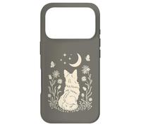 Boho Corgi Moon Cottagecore Dog Lover Wildflower Design Case for iPhone 17 Pro