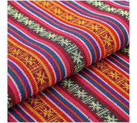 Boho Cotton Fabric for DIY Sewing,Ethnic Pattern Upholstery Material by The Metre,150cm Wide Vintage Geometric Fabric for Quilting Clothing (Red4)
