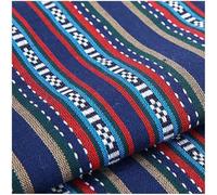 Boho Cotton Fabric for DIY Sewing,Ethnic Pattern Upholstery Material by The Metre,150cm Wide Vintage Geometric Fabric for Quilting Clothing (Navy)