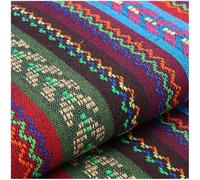 Boho Cotton Fabric for DIY Sewing,Ethnic Pattern Upholstery Material by The Metre,150cm Wide Vintage Geometric Fabric for Quilting Clothing (Green)