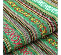 Boho Cotton Fabric for DIY Sewing,Ethnic Pattern Upholstery Material by The Metre,150cm Wide Vintage Geometric Fabric for Quilting Clothing (Green2)