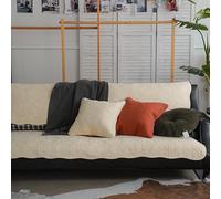 Boho Cotton Quilted Couch Cover Soft Embroidered Sofa Non-Slip Dog Bed Scalloped Slipcover Washable Furniture Protector(Pale yellow,110x180cm)