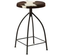 Boho Cowhide Industrial Round Bar Stool