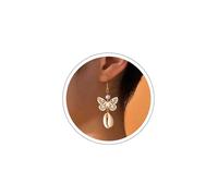 Boho Cowrie Shell Earrings Gold Pearl Shell Drop Earrings Long White Seashell Earrings Filigree Butterfly Hook Dangle Earrings Summer Beach Sea Shell Earrings Jewelry for Women and Girls