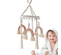 Boho Crib Mobile - 20x49cm Rainbow Poster Nursery Mobiles | MacRame Rainbow Kids Crib Mobile | Kids Room Nursery Decor, Colorful Mobile for Gender