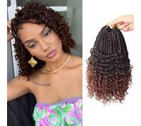 Boho Crochet Braids Pre Looped with Curly Ends 8 Inch Goddess Bohemian Braids Crochet Hair for Black Women Synthetic 3 x Boho Crochet Hair Extensions Pre Curly T350 8 Pack