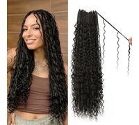 Boho Crochet Braids Pure Protein Fiber Close to Human Hair 18 Inch Goddess Box Braids with Soft Curls Bohemian Braids Crochet Hair for Black Women 18 Inch #2