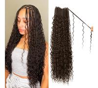 Boho Crochet Braids Pure Protein Fiber Close to Human Hair 18 Inch Goddess Box Braids with Soft Curls Bohemian Braids Crochet Hair for Black Women (18Inch,4#)