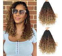 Boho Crochet Braids With Curly Ends-Crochet Box Braids Crochet Hair for black women Goddess Box Braids Boho Braids Crochet Hair Pre Looped (10(8Packs), 1B/30/27#)