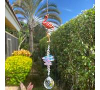 Boho Crystal Flamingo Suncatchers Hanging Ornaments, Bohemian Rainbow Maker Sun Catchers Indoor Window Outdoor Patio Garden Decor Gifts
