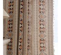Boho Curtains 63 Inch Length 2 Panels Geometric Patterned Drapes Bohemian Semi Sheer Rod Pocket Tassel Short Window Curtain Panels for Bedroom Living Room Farmhouse Coffee Brown Vintage Rustic Curtain