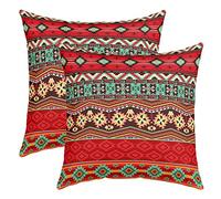 Boho Cushion Covers 50 x 50 cm Geometric Bohemian Throw Cushion Covers Southwest Native American Tribal Cushion Covers Hippie Exotic Decorative Cushion Covers for Home Office Sofa Couch Red Green