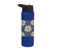 Boho Daisy Floral Pattern Wildflower Botanical Artwork Stainless Steel Insulated Water Bottle