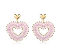 Boho Dangle Earrings for Women Teardrop Earrings with Pearls and Crystals Heart Shape Summer Boho Earrings Statement Earrings for Women, Groß, Glass, No Gemstone