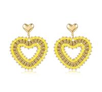 Boho Dangle Earrings for Women Teardrop Earrings with Pearls and Crystals Heart Shape Summer Boho Earrings Statement Earrings for Women, Groß, Glass, No Gemstone