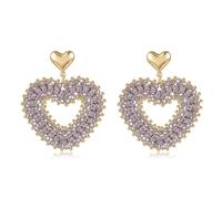 Boho Dangle Earrings for Women Teardrop Earrings with Pearls and Crystals Heart Shape Summer Boho Earrings Statement Earrings for Women, Groß, Glass, No Gemstone