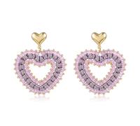 Boho Dangle Earrings for Women Teardrop Earrings with Pearls and Crystals Heart Shape Summer Boho Earrings Statement Earrings for Women, Groß, Glass, No Gemstone