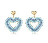 Boho Dangle Earrings for Women Teardrop Earrings with Pearls and Crystals Heart Shape Summer Boho Earrings Statement Earrings for Women, Groß, Glass, No Gemstone