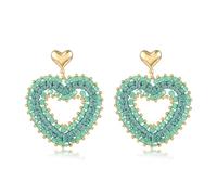 Boho Dangle Earrings for Women Teardrop Earrings with Pearls and Crystals Heart Shape Summer Boho Earrings Statement Earrings for Women, Groß, Glass, No Gemstone