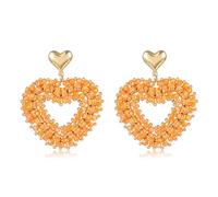 Boho Dangle Earrings for Women Teardrop Earrings with Pearls and Crystals Heart Shape Summer Boho Earrings Statement Earrings for Women, Groß, Glass, No Gemstone