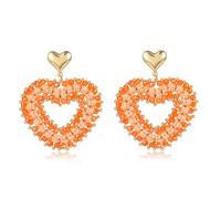Boho Dangle Earrings for Women Teardrop Earrings with Pearls and Crystals Heart Shape Summer Boho Earrings Statement Earrings for Women, Groß, Glass, No Gemstone