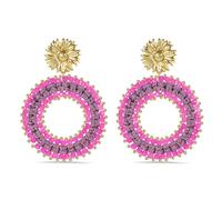 Boho Dangle Earrings for Women Teardrop Earrings with Pearls and Crystals Summer Boho Earrings Statement Earrings with Flowers for Women, Groß, Glass, No Gemstone
