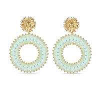 Boho Dangle Earrings for Women Teardrop Earrings with Pearls and Crystals Summer Boho Earrings Statement Earrings with Flowers for Women, Groß, Glass, No Gemstone