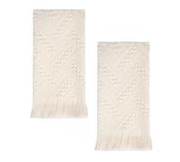 Boho Decorative Hand Towel Christmas: 2 Packs 14X30 100% Cotton Snowflake Towels Set Luxury Absorbent Soft Face Towel Bathroom Decor Kitchen Hotel Spa Farmhouse Guest Tea Gift (01 Cream White)