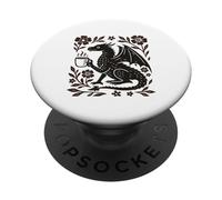 Boho Dragon Drinking Coffee Folk Art Mythical Beast PopSockets Adhesive PopGrip