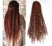 Boho Drea Double Ended Dreadlock Extensions 24 Inch, 3 In 1 Mixed DE Dreads Hippie Style Boho Wavy Dreads 15 Strands Handmade Braid in Dreadlock Extensions Synthetic Dreadloacks with Curly Ends DE 350