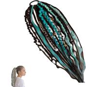 Boho Dreadlock Hair Extension, Elastic Dirty Braid Ponytail with Beads, Shell and Charm Details, Natural Hand-braided Ponytails for Daily, Travel, Festival (F)