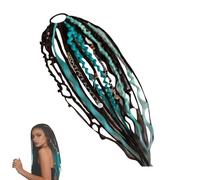 Boho Dreadlock Hair Extension, One-Minute Elastic Attachment, Soft And Elastic Synthetic Material, Natural Hand-Braided Ponytails For Daily And Festival(Blue)