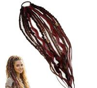 Boho Dreadlock Hair Extension with Hair Beads & Shells, 22 Inch Lightweight Ponytail, Secure Elastic Band for Festivals & Cosplay, Textured Synthetic Braids(A)